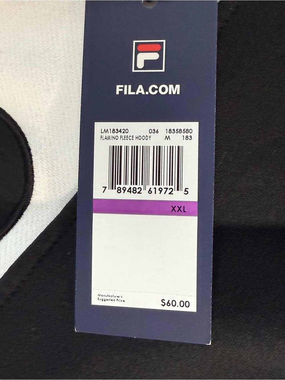 FILA Men’s Colorblock Hoodie in Light Gray/White/Black with Red Accent - Picture 3 of 3